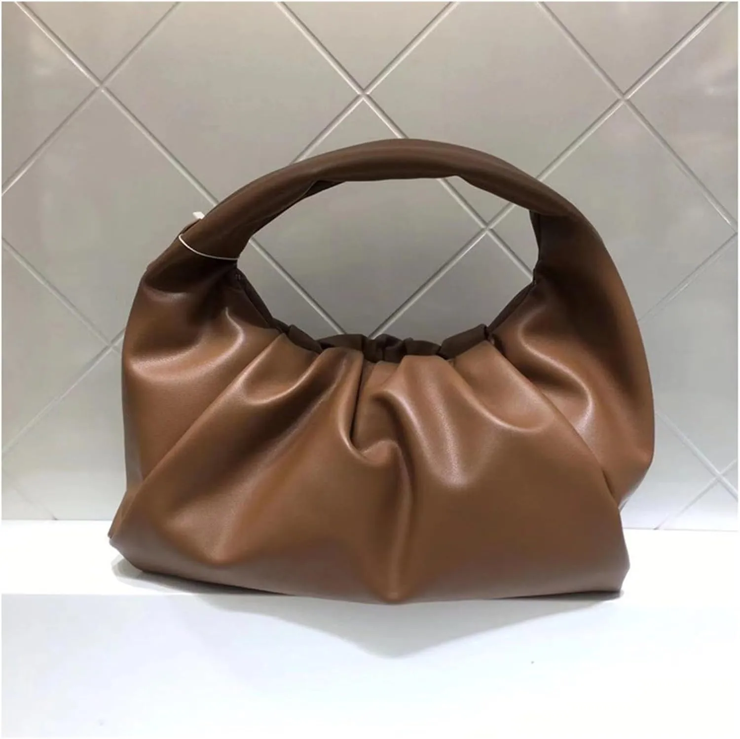 2024 Genuine Leather Bag Cloud Woven Pleated Underarm Handbag Women's Bag Single Shoulder Handbag