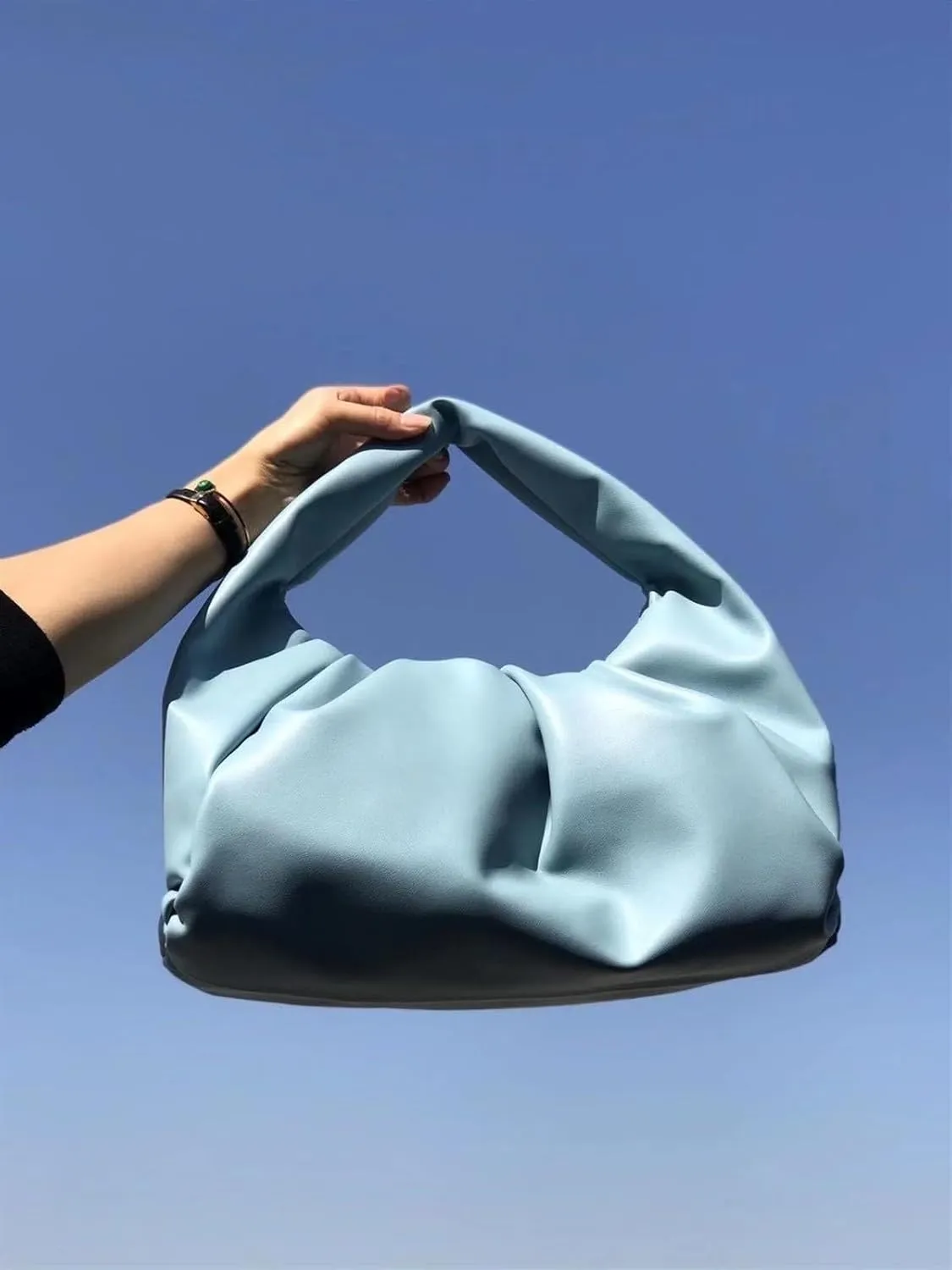 2024 Genuine Leather Bag Cloud Woven Pleated Underarm Handbag Women's Bag Single Shoulder Handbag