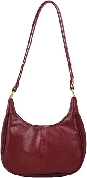 2024 Simple Solid Zipper Shoulder Purse Bag, Trendy PU Leather Crescent Bag, Crossbody Bag for Women, Versatile Underarm Bag