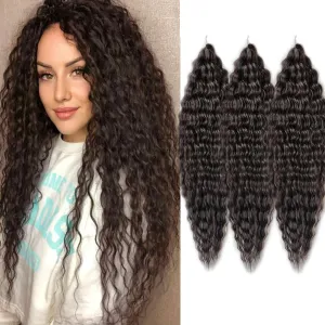 22Inch Ocean Wave Crochet Hair Wavy Crochet Hair Curly Crochet Synthetic Hair Extensions 3Packs Twist Crochet Hair For Women Synthetic Wavy Braiding Hair Extensions (Color 4#)