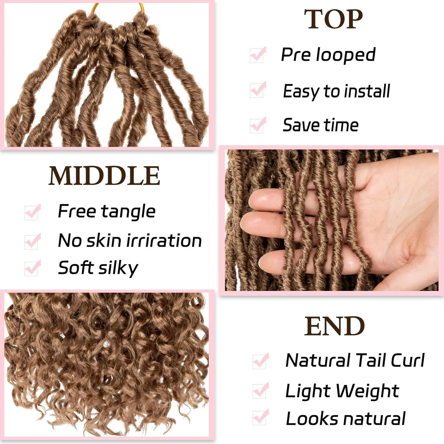 24 Inch Goddess New Faux Locs Crochet Hair With Curly Ends 7 Packs Soft Locs Crochet Braids Pre-looped Strawberry Blonde Goddess Locs Curly Wavy Synthetic Nu Locs for Women (12Strands/pack 27#)