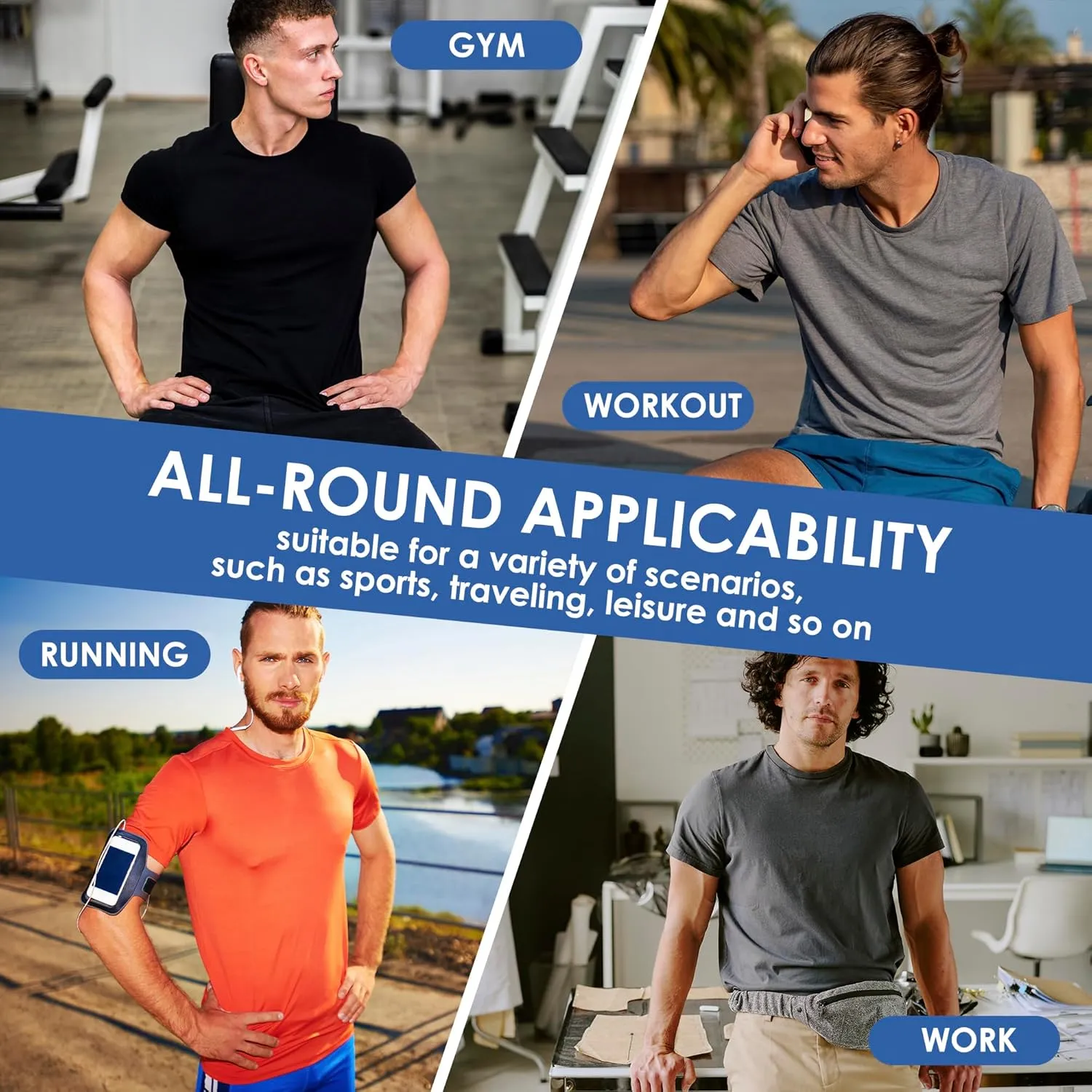 2&5 Pack Men's T Shirts, Crew Neck Breathable Short Sleeve, Ultra-Soft Lightweight Gym Tees for Athletic and Casual