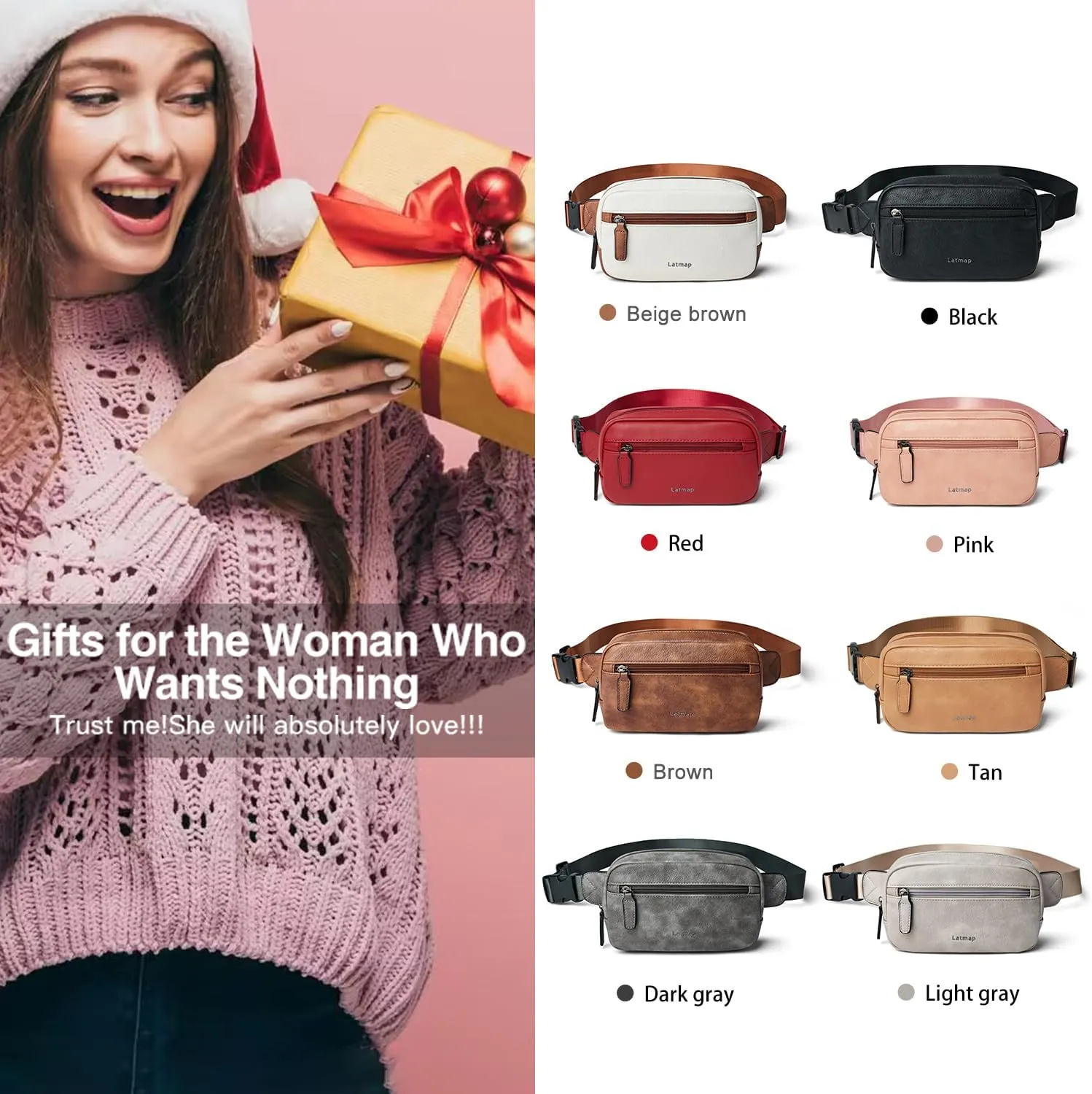 2L Fanny Packs Everywhere Belt Bag Small Fashion Crossbody Waist Pack Faux Leather Waterproof Sling Chest Bag For Women Black White