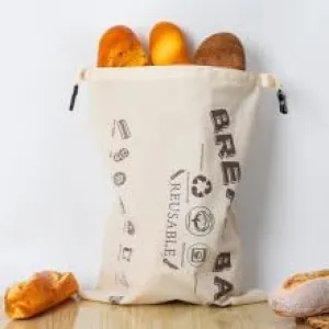 2PC Reusable Bread Bags for Homemade Bread, Portable Handle Cotton Beeswax Bag for Bakery, Sourdough Bags with Lining, Keep Fresh Storage Bag for Picnic, Camping, School, Work