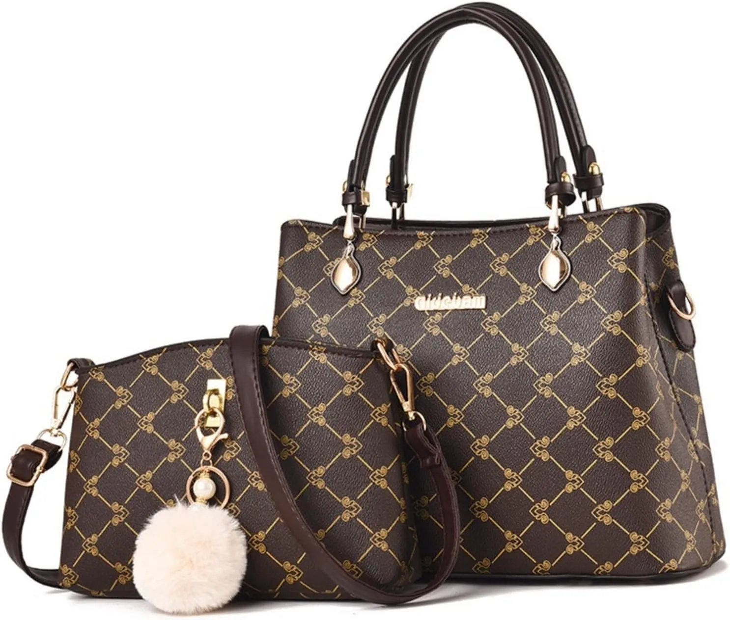 2Pcs Handbags Sets for Women Large Tote Bags Cute Crossbody Purses