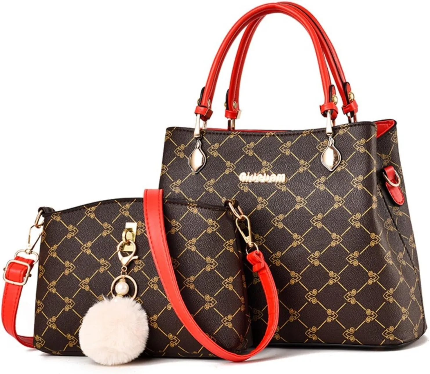 2Pcs Handbags Sets for Women Large Tote Bags Cute Crossbody Purses