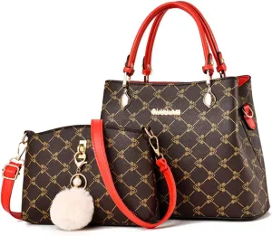 2Pcs Handbags Sets for Women Large Tote Bags Cute Crossbody Purses