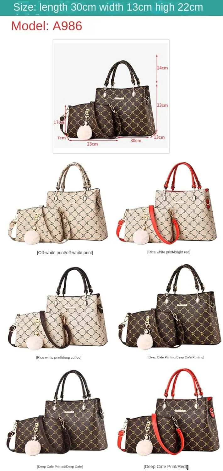 2Pcs Handbags Sets for Women Large Tote Bags Cute Crossbody Purses