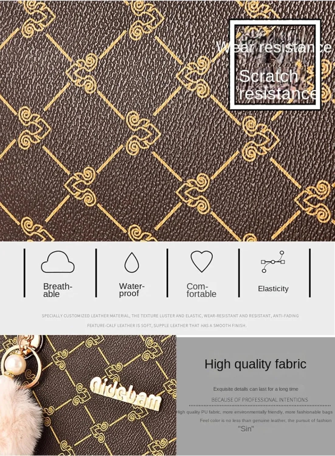 2Pcs Handbags Sets for Women Large Tote Bags Cute Crossbody Purses