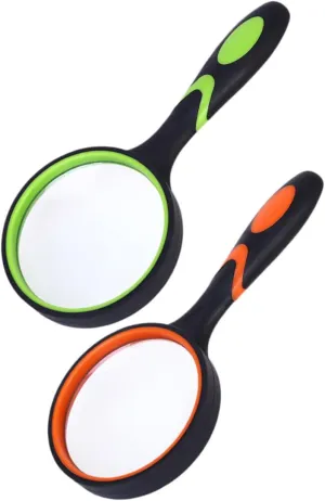 2pcs Handheld Magnifying Glass 10x Magnifier for Reading Observing Shatterproof Anti Slip Boys and Girls Elderly Friendly