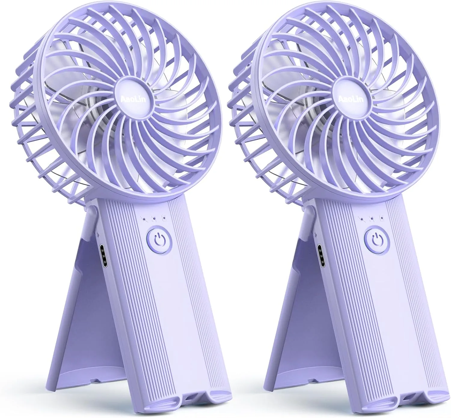 2pcs Mini Portable Folding Handheld Fans USB Rechargeable Personal Fan Neck Desktop 4-speed 3-in-1 Silent Handheld Mini Fan 6-15 hours battery life Suitable for summer travel Camping Outdoor Kids Gift