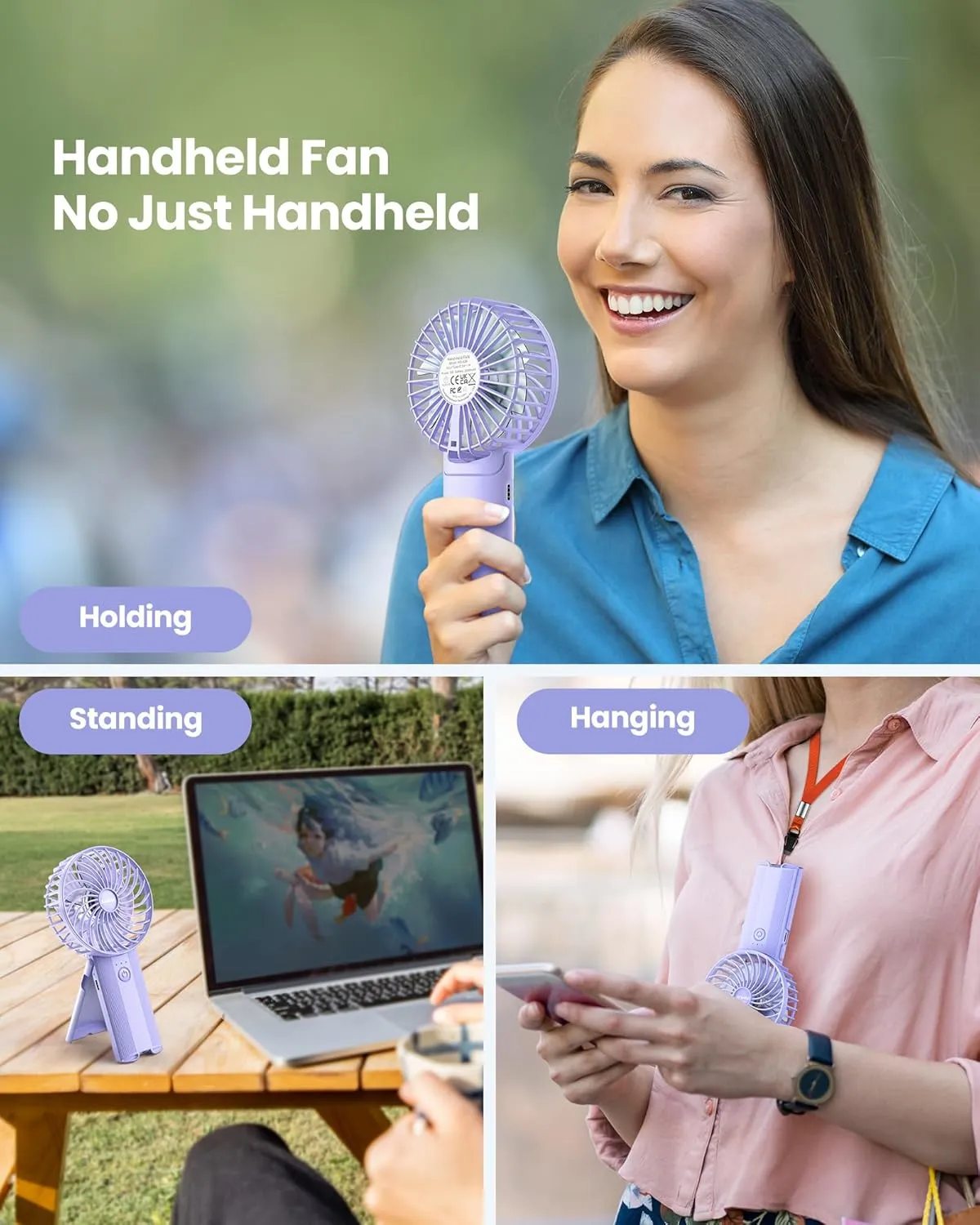 2pcs Mini Portable Folding Handheld Fans USB Rechargeable Personal Fan Neck Desktop 4-speed 3-in-1 Silent Handheld Mini Fan 6-15 hours battery life Suitable for summer travel Camping Outdoor Kids Gift