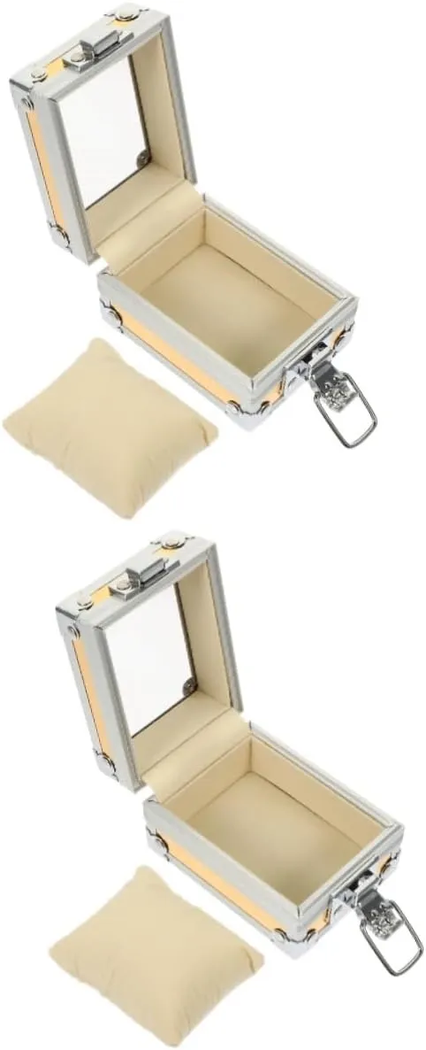 2pcs Single Watch Box Storage Container Elegant Transparent Lid Organizer for Travel Home Protects against Scratches Dust Water for Birthdays Holidays