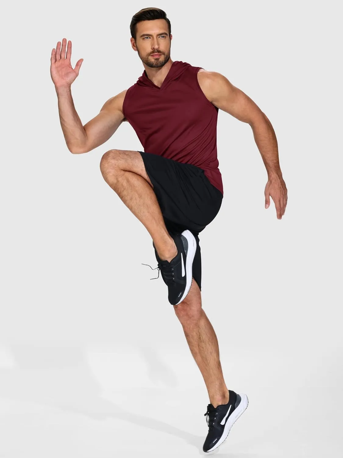 3 Pack Men's Sleeveless Workout Hoodies Dry Fit Quick Dry T Shirts with Hoods Running Gym Muscle Hooded Tank Top