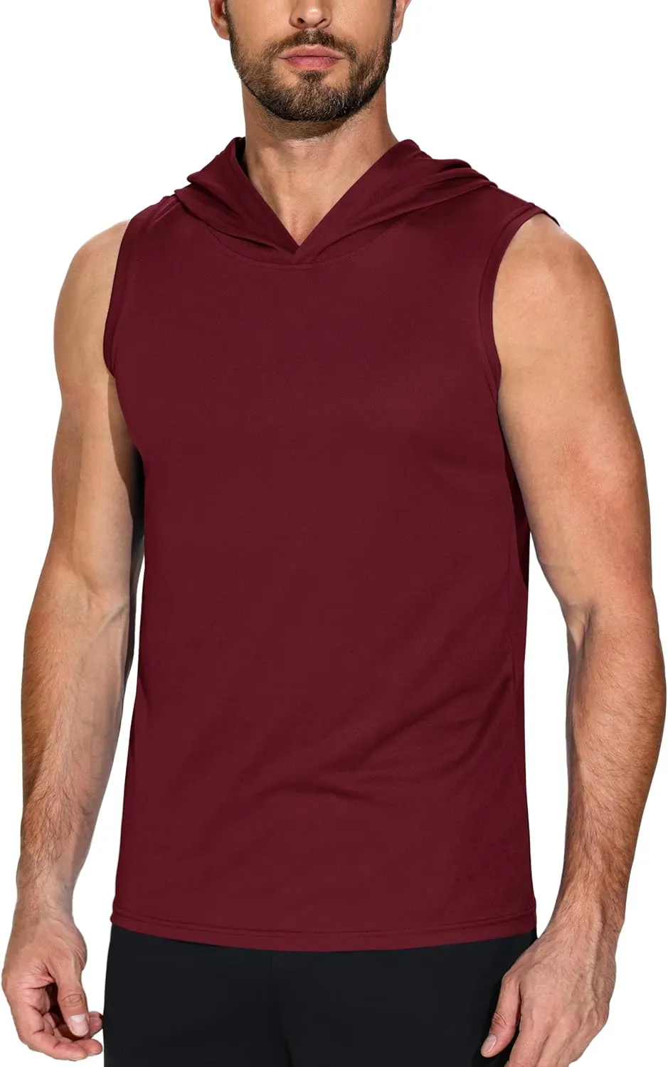 3 Pack Men's Sleeveless Workout Hoodies Dry Fit Quick Dry T Shirts with Hoods Running Gym Muscle Hooded Tank Top