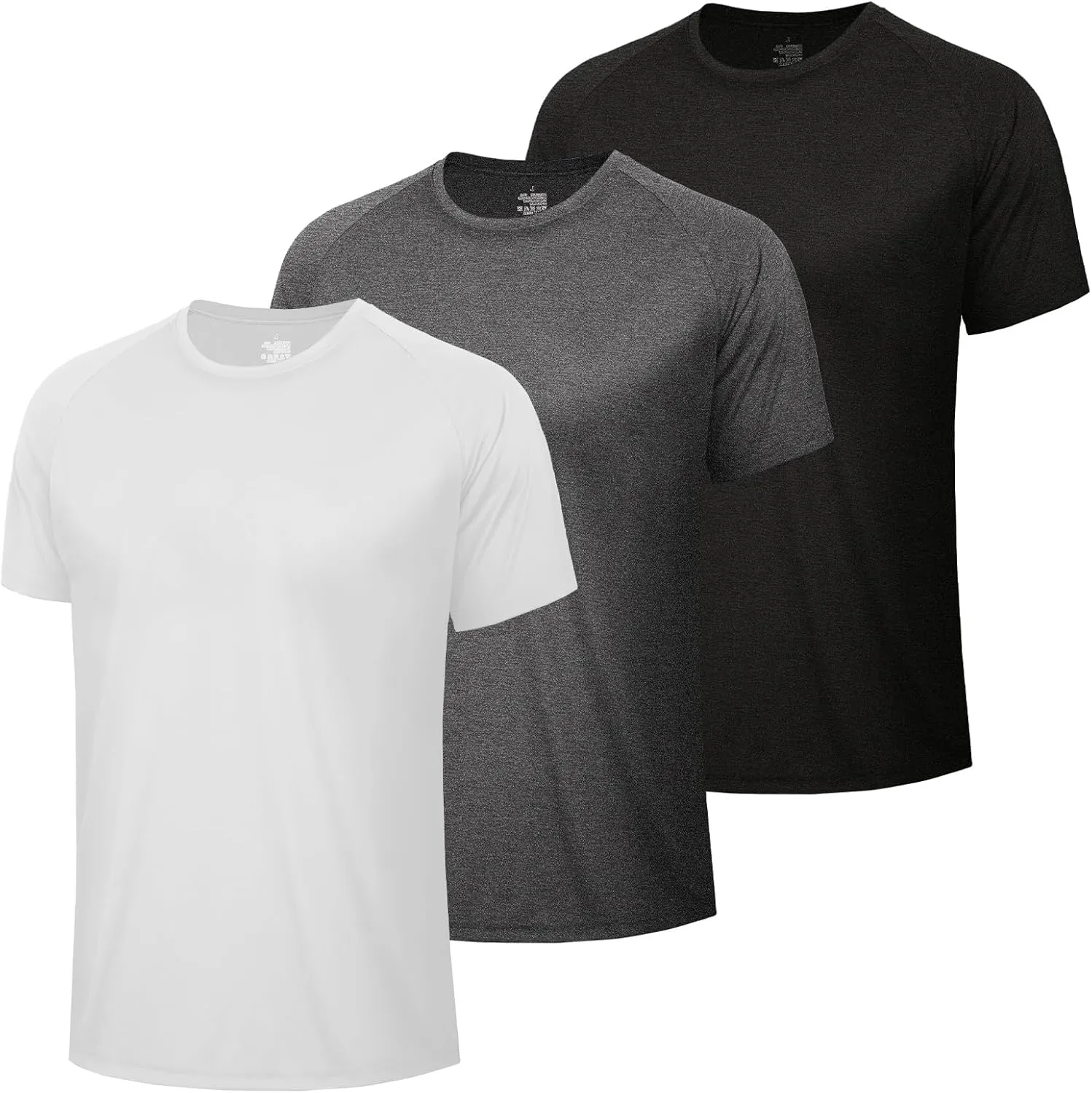 3 Pack Workout Mens Shirts - Dry Fit Causal Moisture Wicking Work Gym Athletic Short Sleeve for Basketball Running