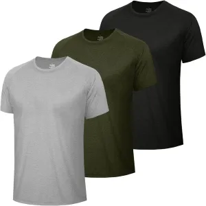 3 Pack Workout Mens Shirts - Quick Dry Causal Moisture Wicking Work Gym Athletic Short Sleeve for Basketball Running