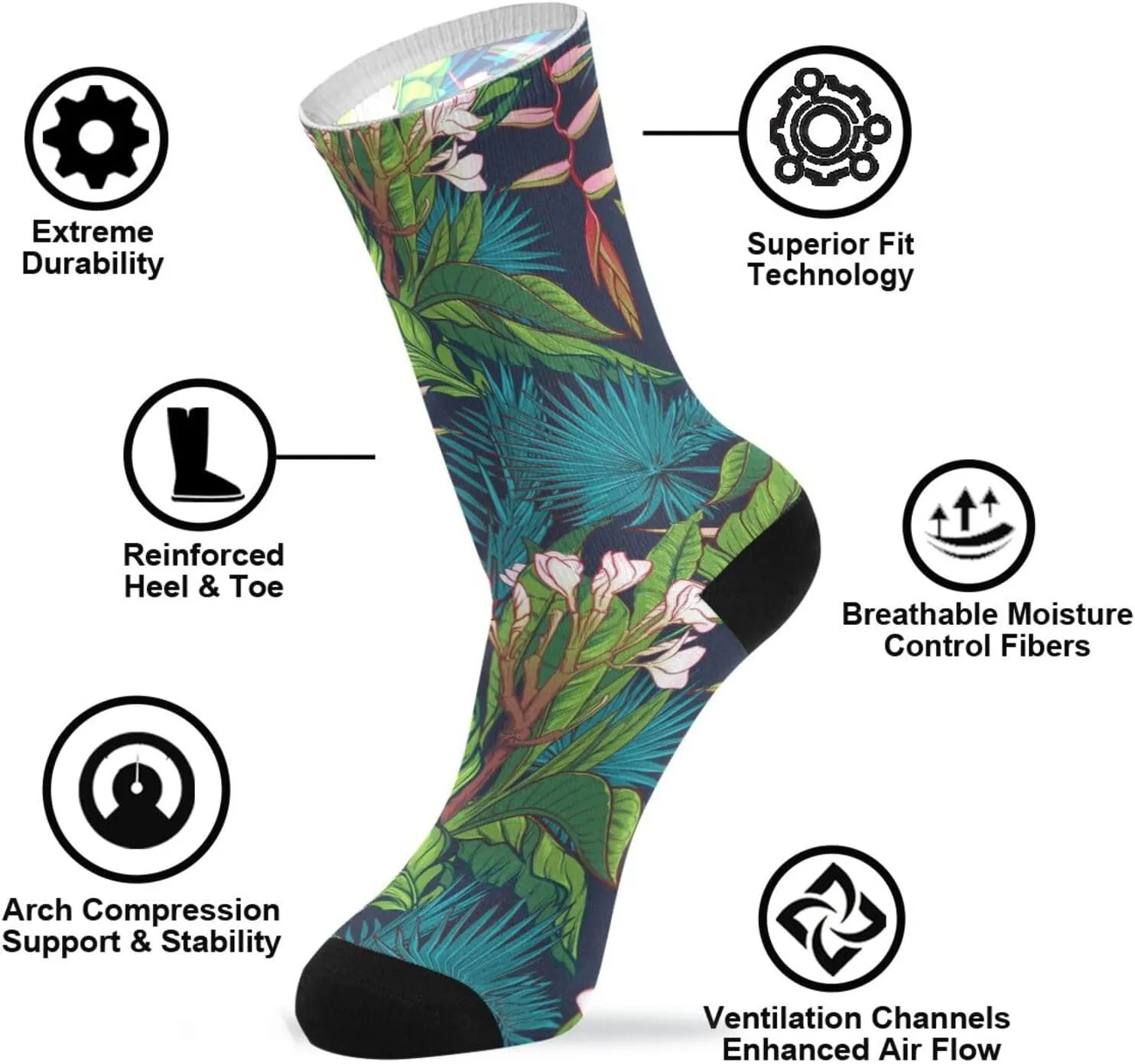 3 Packs Casual Socks, Compression Crew Knee High Athletic Soft Circulation Socks