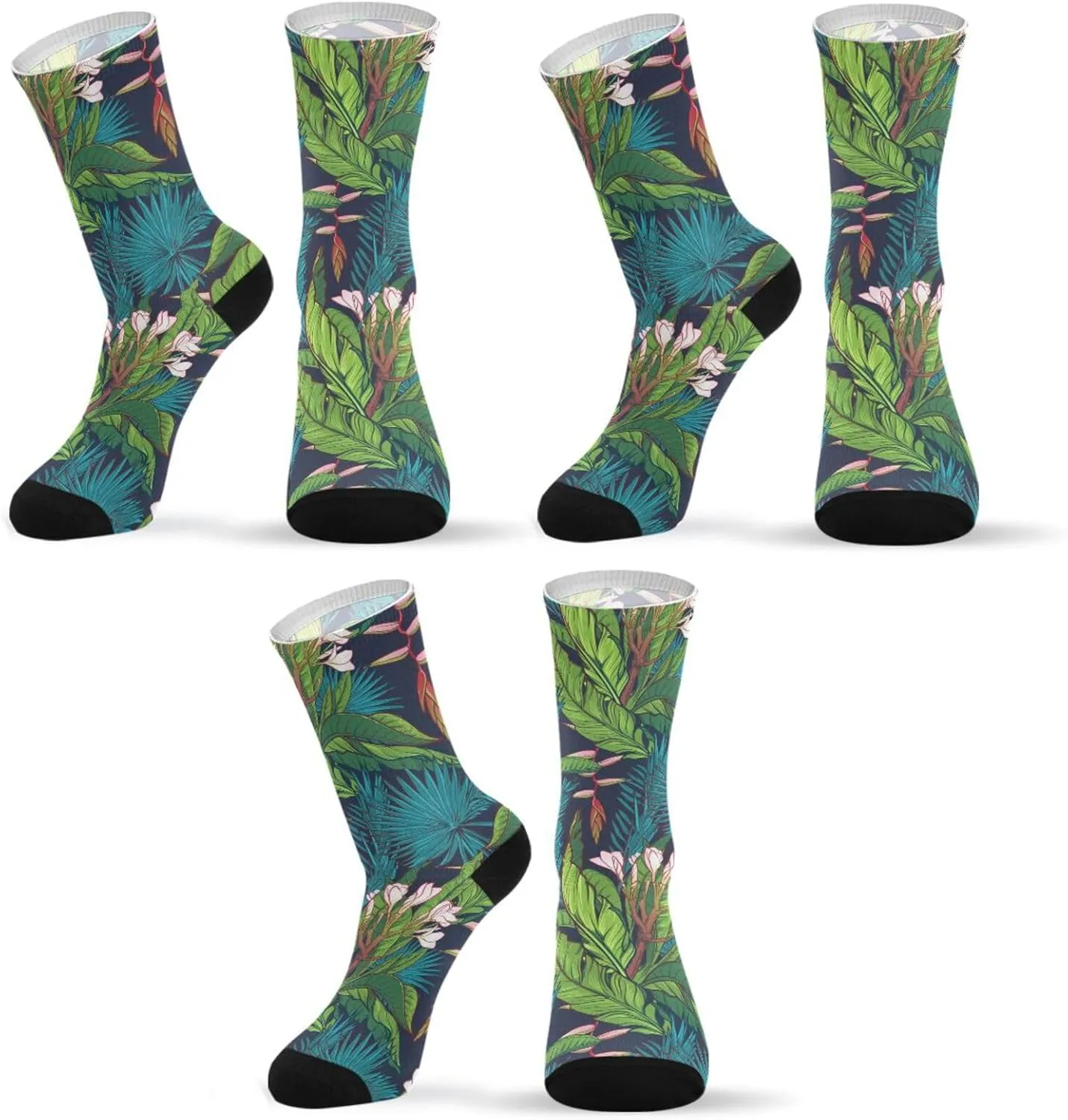 3 Packs Casual Socks, Compression Crew Knee High Athletic Soft Circulation Socks