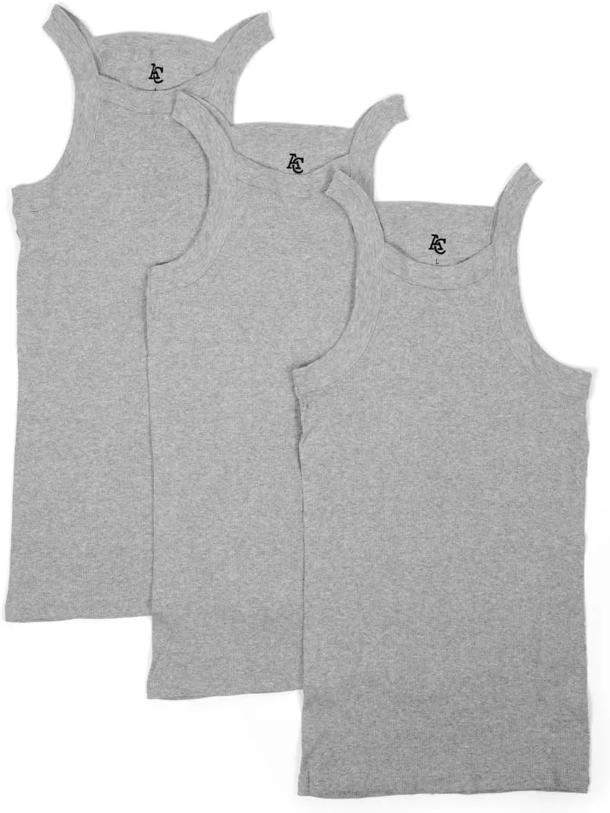 3 Packs Men's G-Unit Style Cotton Tank Tops Square Cut Muscle Rib A-Shirts