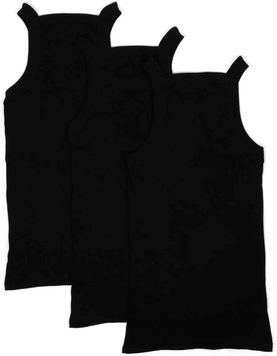 3 Packs Men's G-Unit Style Cotton Tank Tops Square Cut Muscle Rib A-Shirts