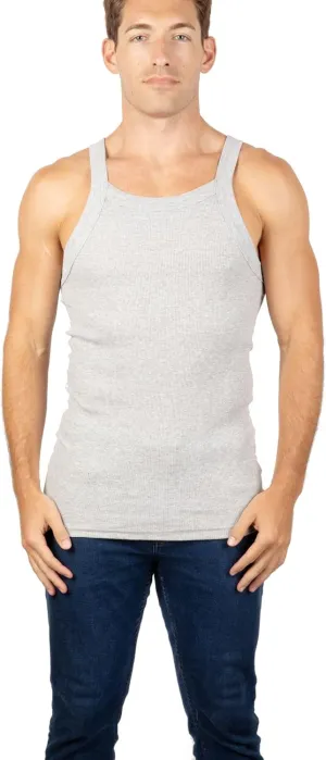 3 Packs Men's G-Unit Style Cotton Tank Tops Square Cut Muscle Rib A-Shirts