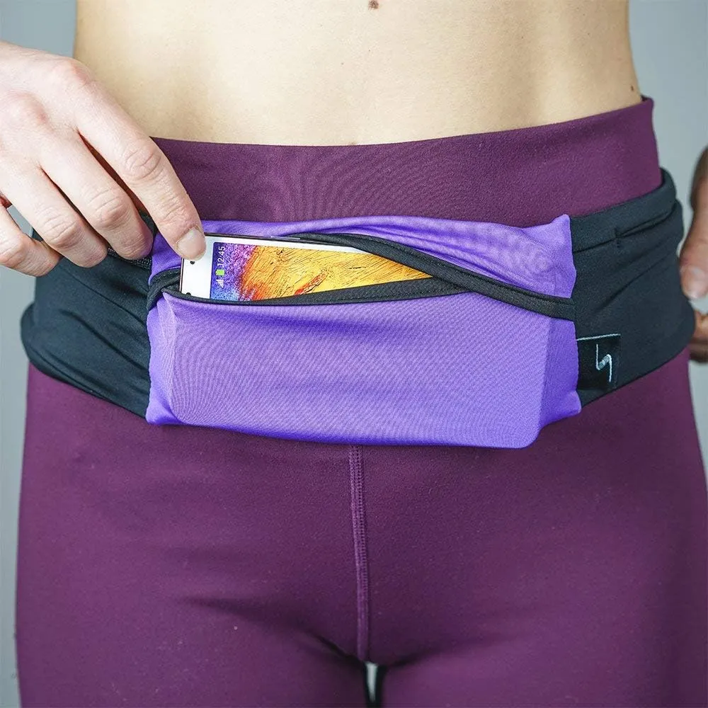 3 Pocket Adjustable Running Belt Waist Pack, Fanny Pack For Working Out With Sweat Resistant Backing, Holds All iPhone Models