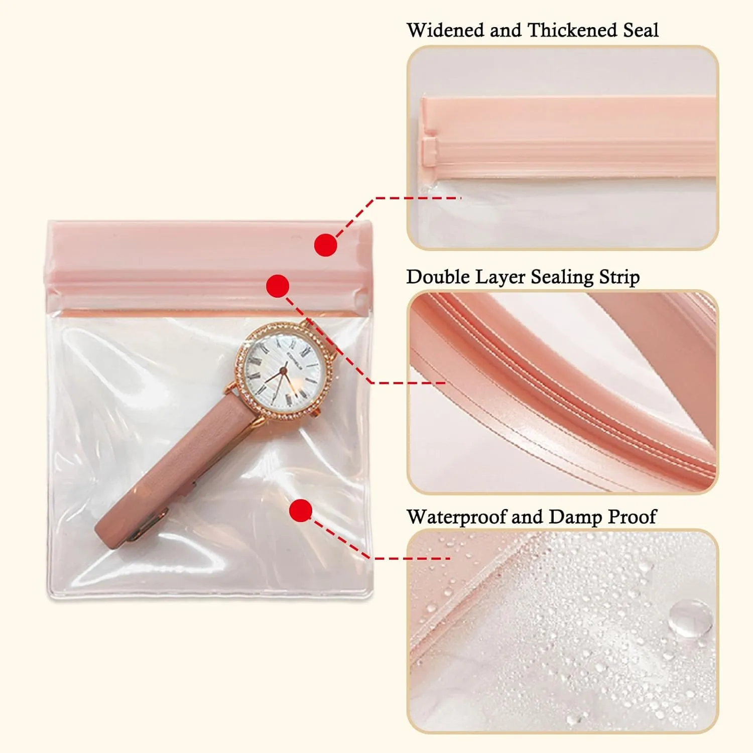 30 PCS Clear Plastic EVA Anti Tarnish Jewelry Storage Bags, Zip Ziplock Jewelry Pouches for Selling & Gift, Little Mini Travel Organizer for Ring Earing Chain Bracelet (S)