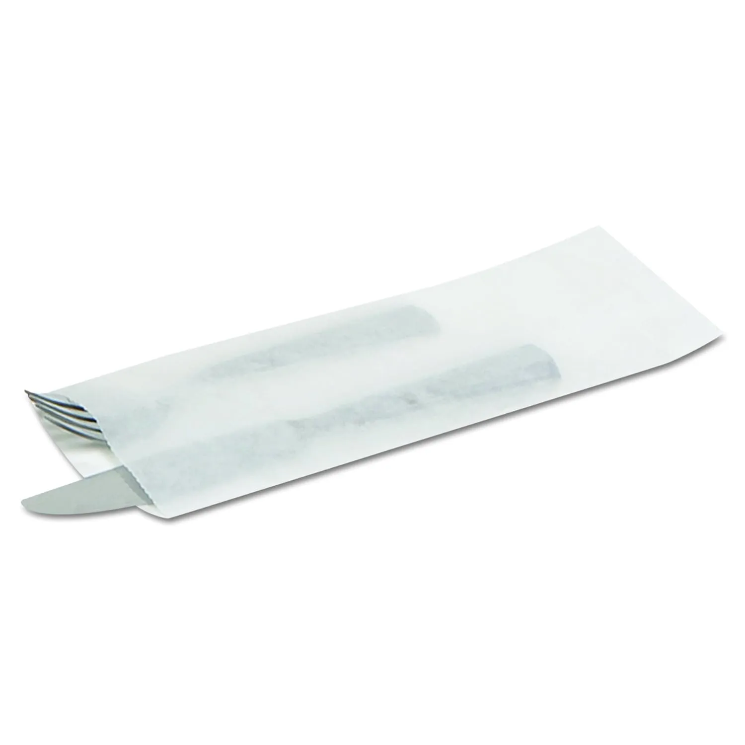 300039 White Kraft Unprinted Silverware Bag, 10" Length x 2-3/4" Width (Case of 2,000)