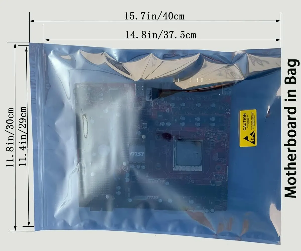 30pcs 11.8x15.7in(30x40cm) Anti Static Bags, ESD Bag Resealable Large Size for Motherboard HDD and Electronic Device,Anti-static Bag for Graphics Card