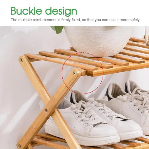 3/4/5/6 Tier Folding Shoe Rack Bamboo Wooden Shelf Stand Storage Organizer Cabinet
