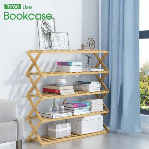 3/4/5/6 Tier Folding Shoe Rack Bamboo Wooden Shelf Stand Storage Organizer Cabinet