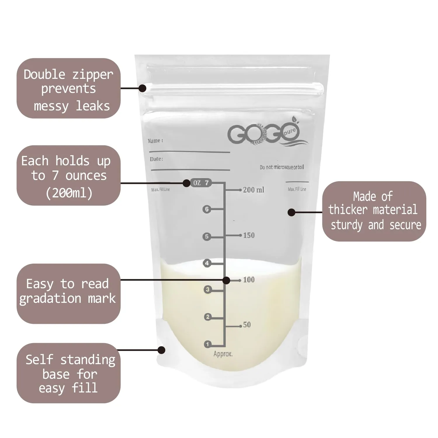 360 CT (6 Pack of 60 Bags) MEGA Pack Breastmilk Storage Bags - 7 OZ, EACH PRE-STERILIZED By Gamma Ray, BPA Free, Leak Proof Double Zipper Seal, Self Standing, for Refrigeration and Freezing