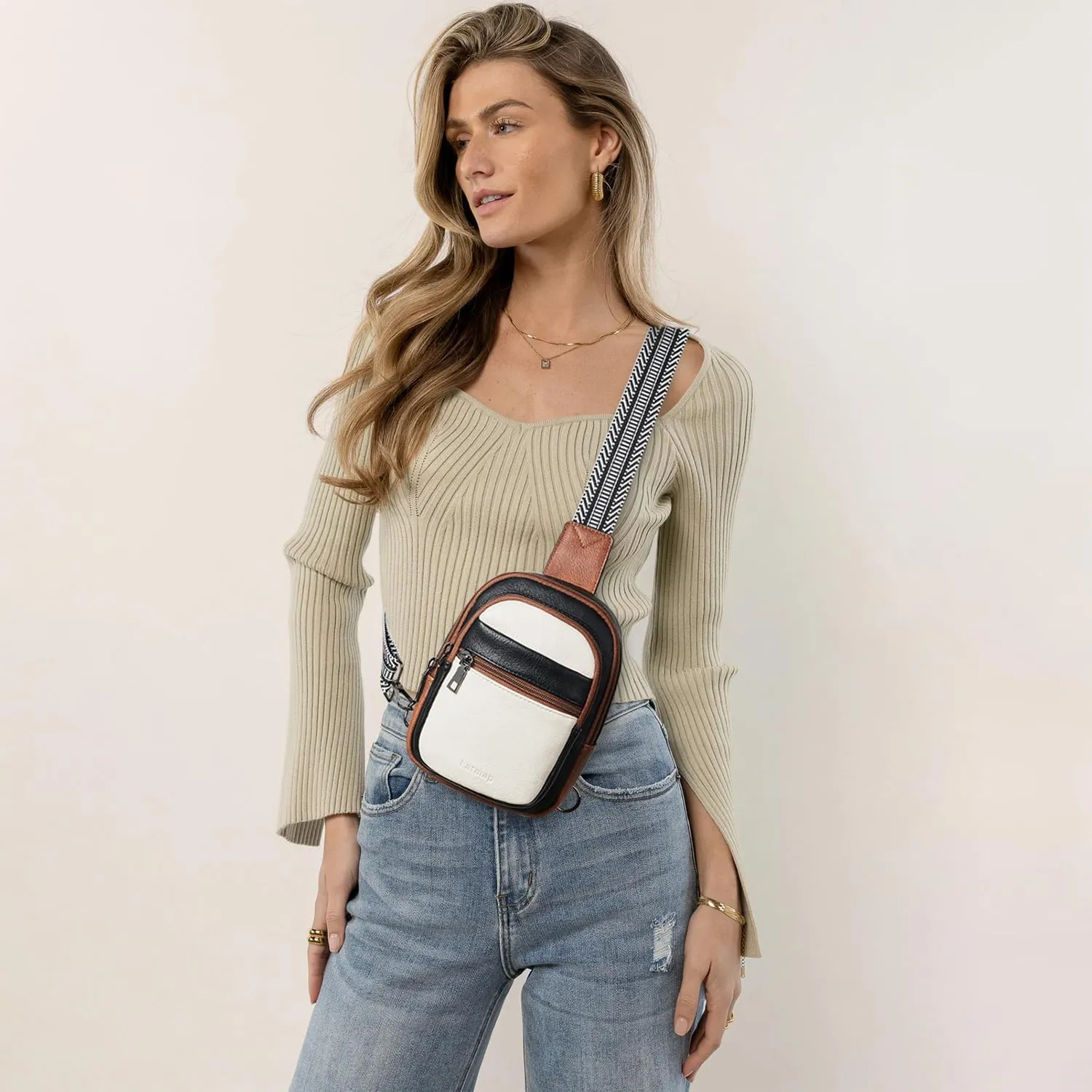 3L SMALL Sling Bag Fanny Packs For Women Men Mini Crossbody Chest Belt Travel Bag Purse Handbag Faux Leather Fashion Cute