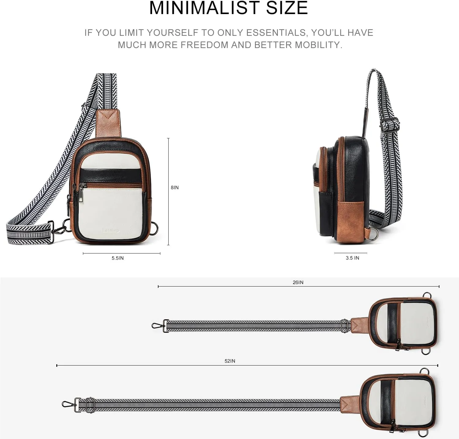 3L SMALL Sling Bag Fanny Packs For Women Men Mini Crossbody Chest Belt Travel Bag Purse Handbag Faux Leather Fashion Cute