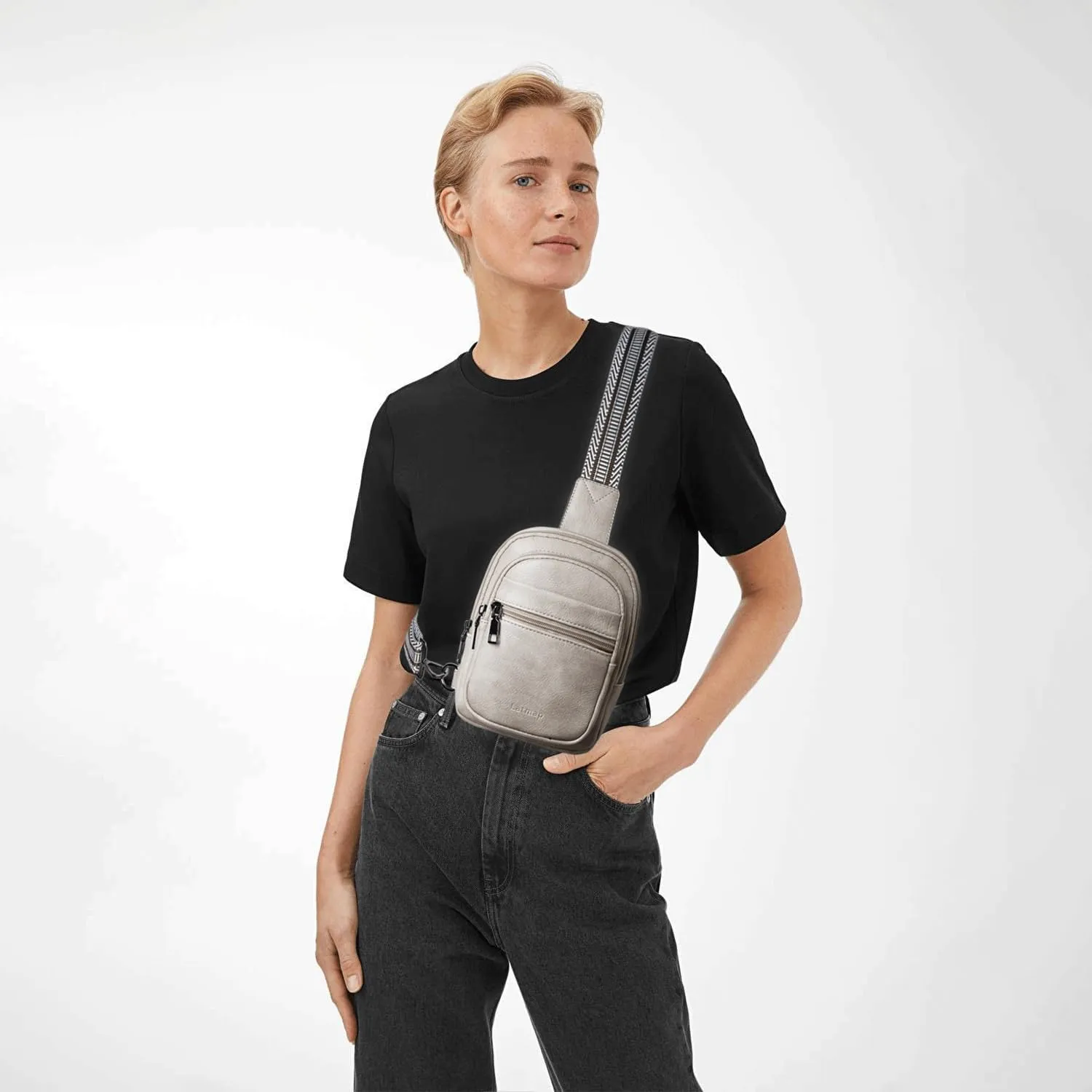 3L SMALL Sling Bag Fanny Packs For Women Men Mini Crossbody Chest Belt Travel Bag Purse Handbag Faux Leather Fashion Cute