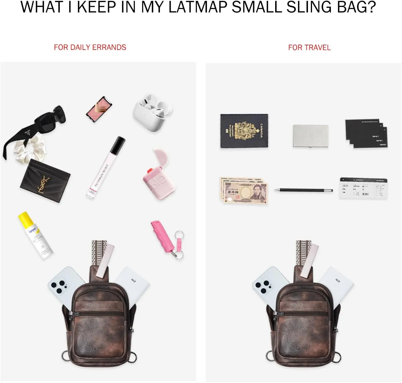 3L SMALL Sling Bag Fanny Packs For Women Men Mini Crossbody Chest Belt Travel Bag Purse Handbag Faux Leather Fashion Cute