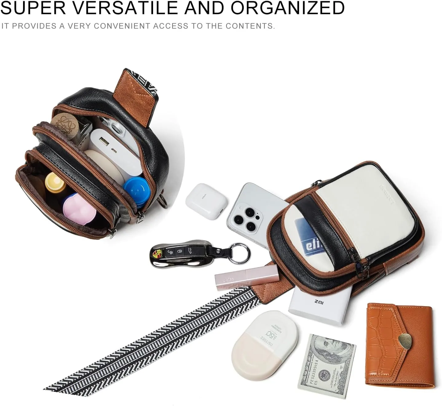 3L SMALL Sling Bag Fanny Packs For Women Men Mini Crossbody Chest Belt Travel Bag Purse Handbag Faux Leather Fashion Cute