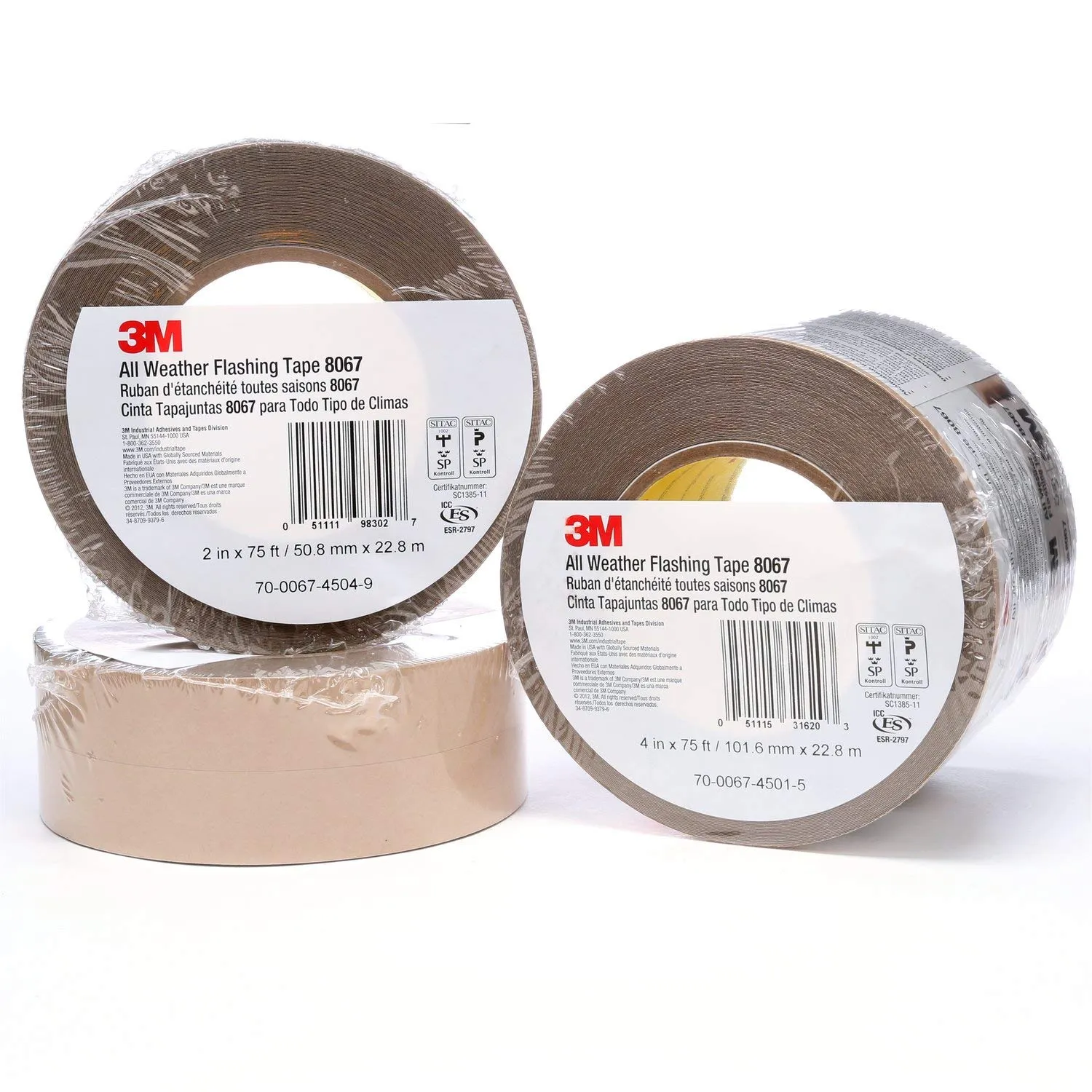 3M All Weather Flashing Tape 8067, 6 in x 75 ft, 1 Roll, Adhesive Backed Split Liner, Prevents Moisture Intrusion, Waterproof Flashing Seals Doors, Windows, Openings in Wood Frame Construction