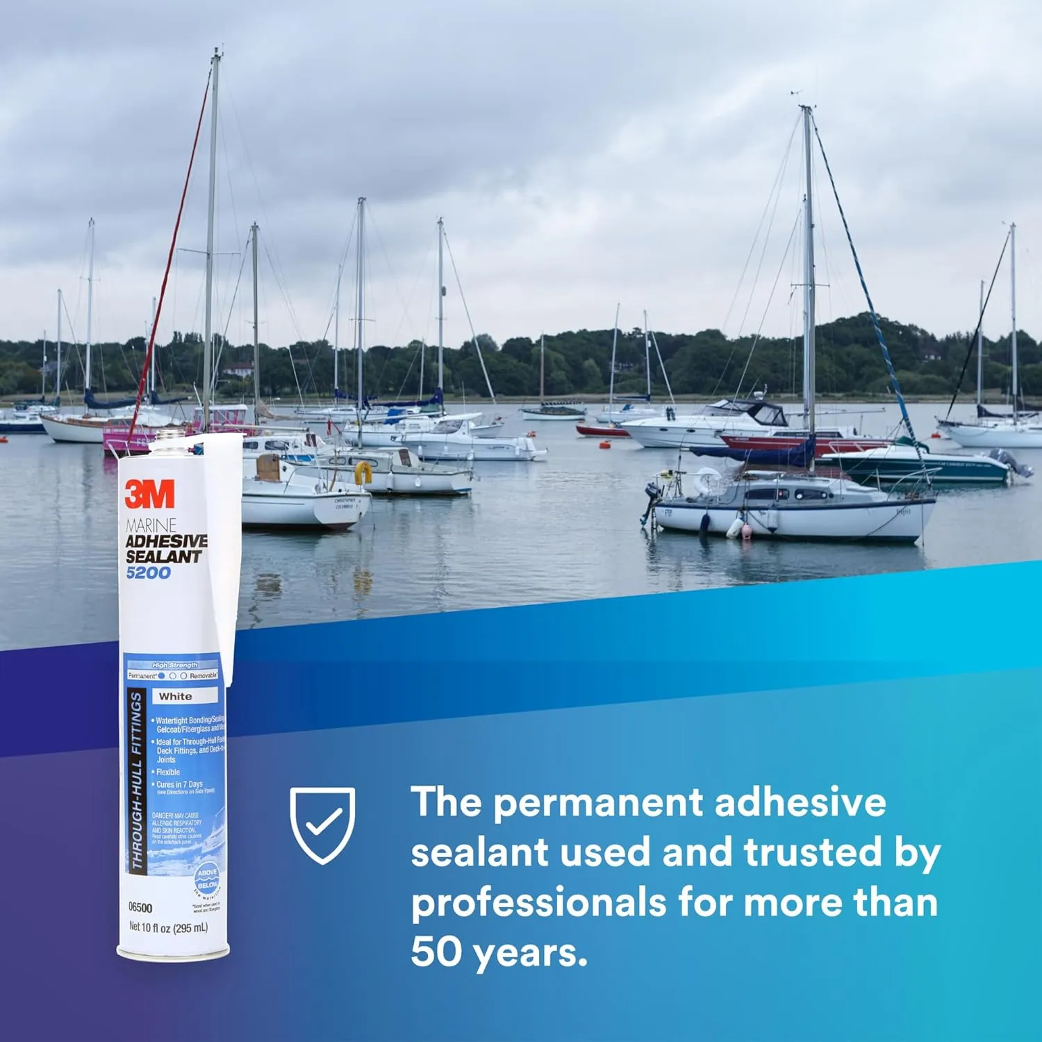 3M Marine Adhesive Sealant 5200 (06504) Permanent Bonding and Sealing for Boats and RVs Above and Below the Waterline Waterproof Repair, Black, 10 fl oz Cartridge