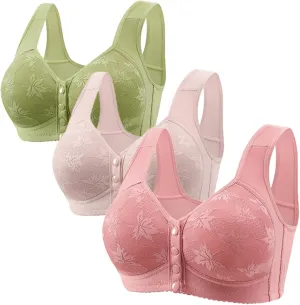 3PC Bras for Women Plus Size Comfort Breathable Support Push Up Brassiere Comfy No Underwire Daily Bra Underwear