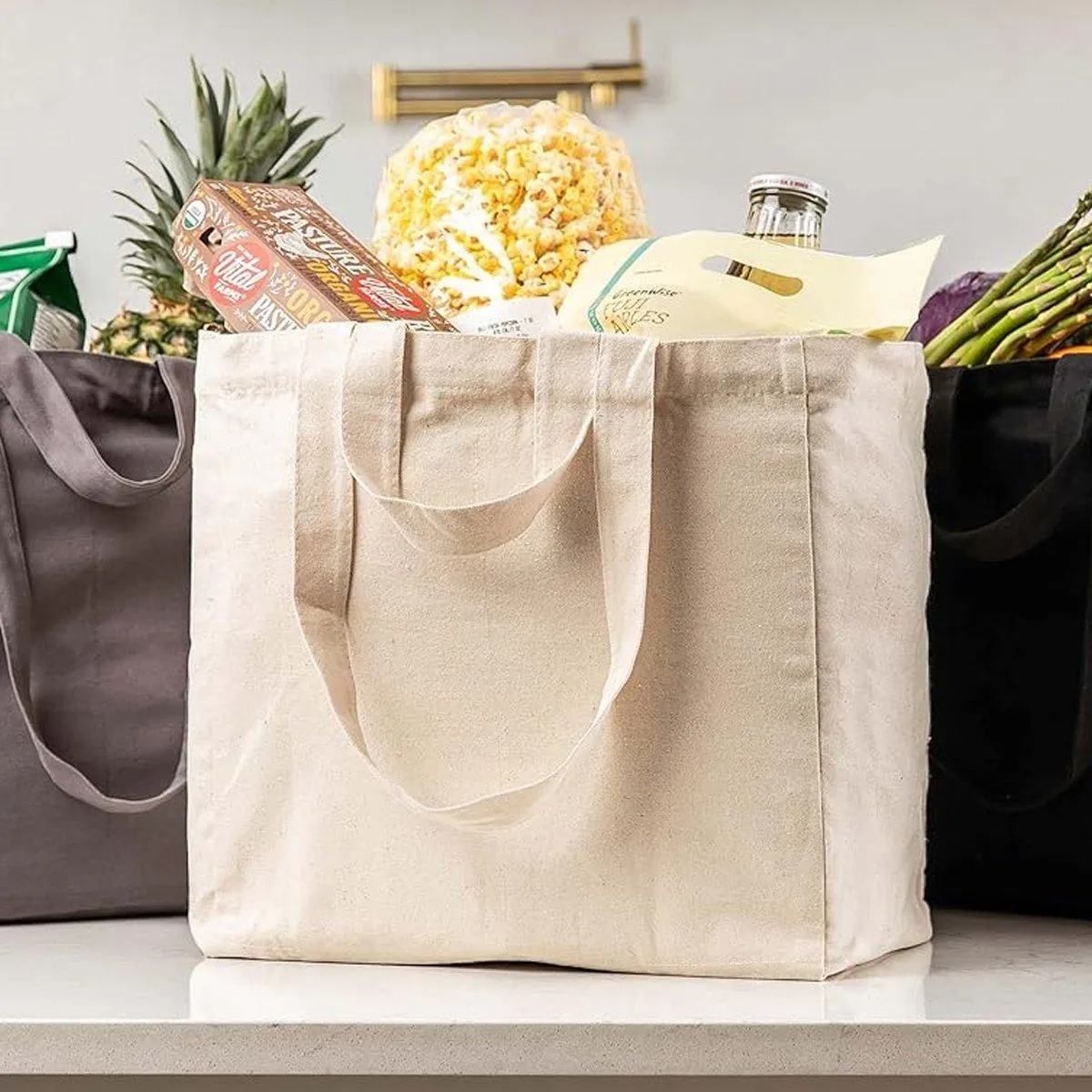 3pcs Casual Shoulder Bag Large Capacity Canvas Tote Bag for Shopping Life Use