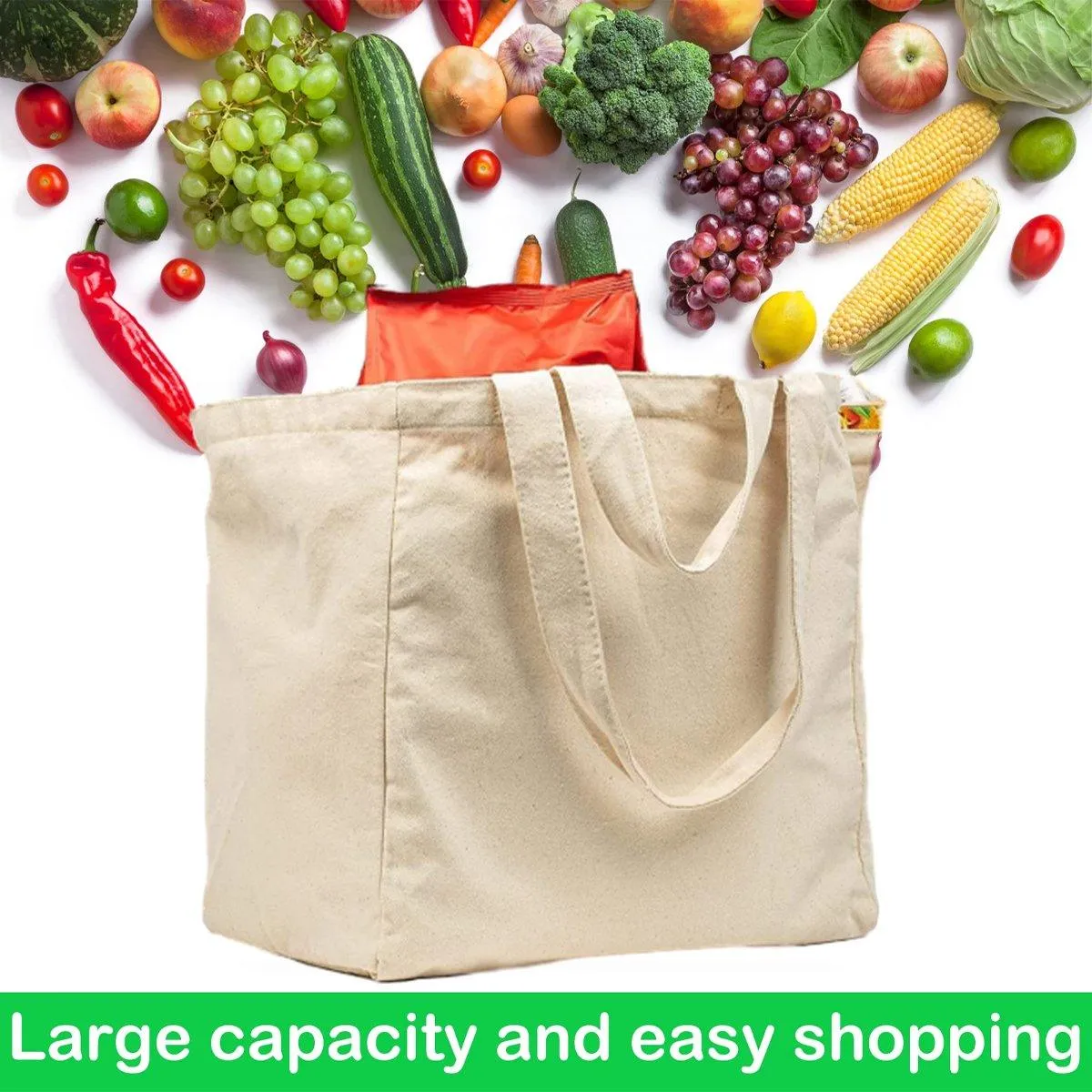 3pcs Casual Shoulder Bag Large Capacity Canvas Tote Bag for Shopping Life Use