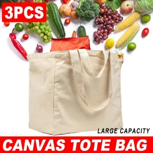 3pcs Casual Shoulder Bag Large Capacity Canvas Tote Bag for Shopping Life Use