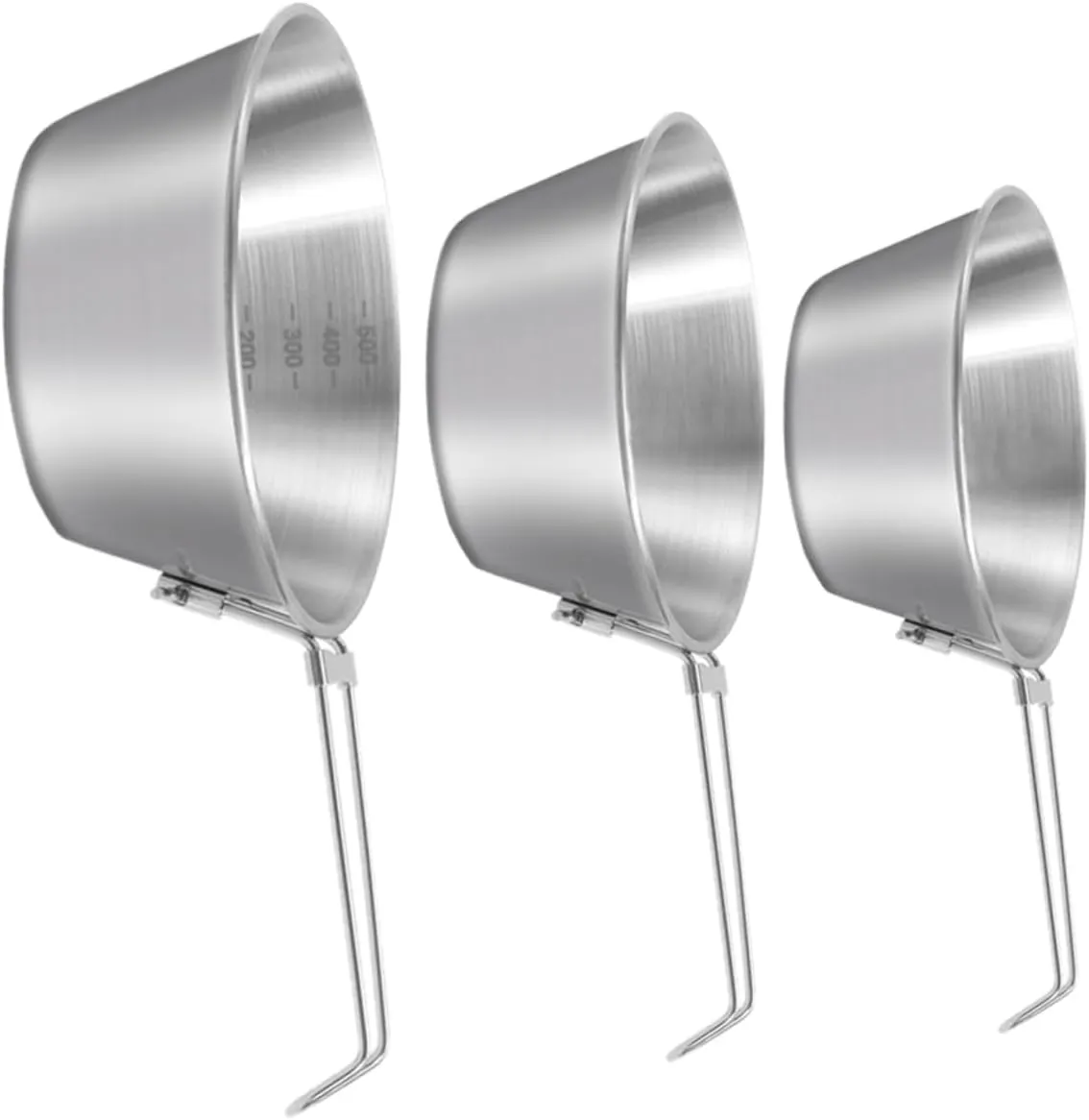3pcs Collapsible Camping Bowl Set Stainless Steel Multi-use Food Bowl with Folding Handle Portable for Hiking