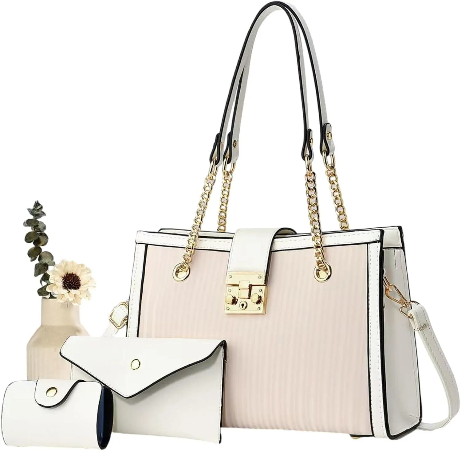 3Pcs Handbags Sets for Women Large Tote Bags Cute Crossbody Purses
