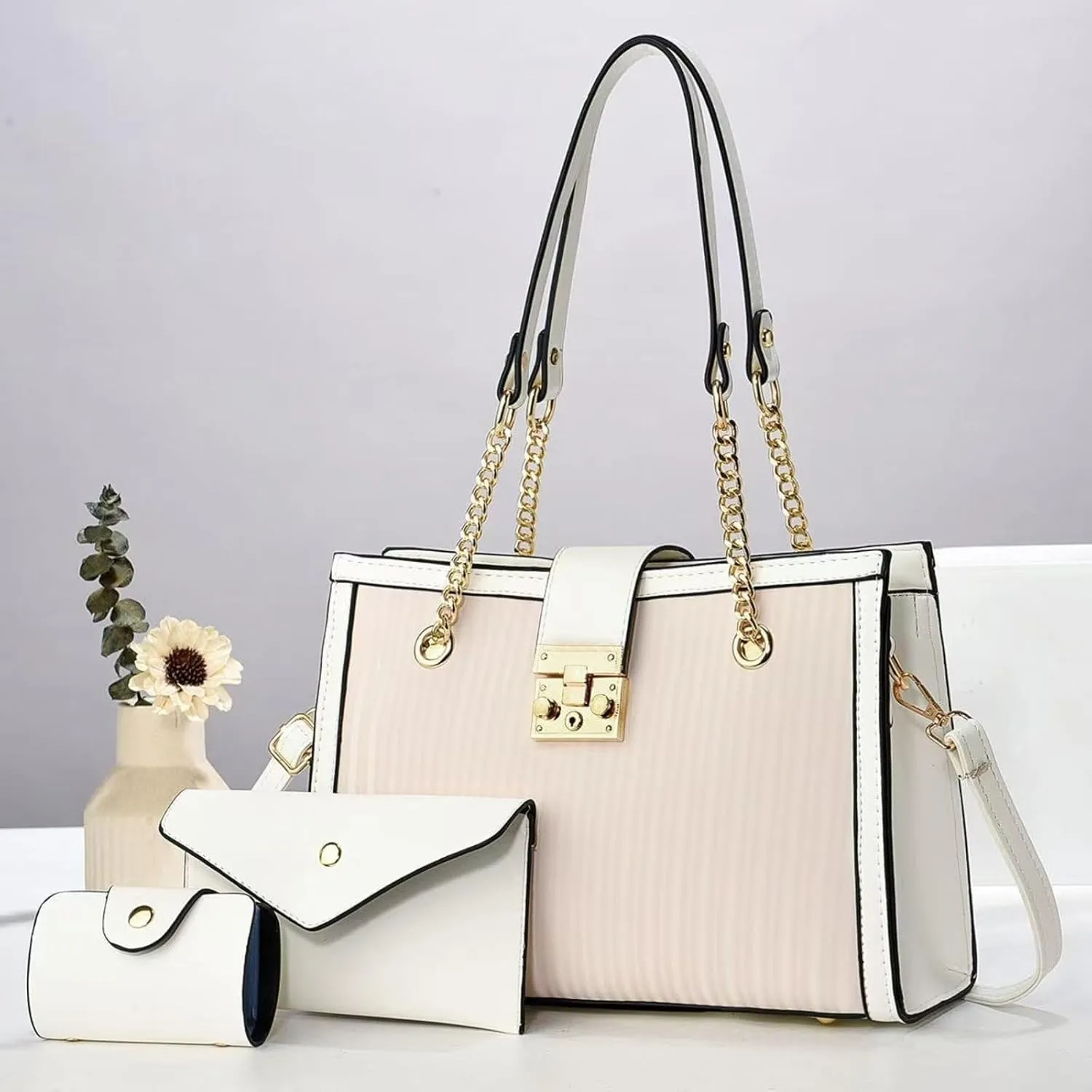 3Pcs Handbags Sets for Women Large Tote Bags Cute Crossbody Purses