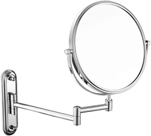 3x/5x7x/10x Magnifying Wall Mounted Makeup Mirror, 360° Swivel Bathroom Shaving Mirror, 8 Inch Double Sided Vanity Magnifying Mirror, Extendable Arms, for Bathroom (Color : Silve, Size : 3X)
