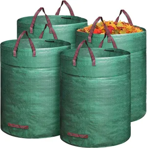 4 Pack 72 Gallons Reusable Yard Waste Bag, Extra Large Lawn and Leaf Bags with Handles, Heavy Duty Garden Bags for Debris, Waste Collection