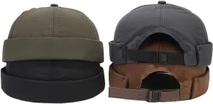 4 Pack Docker Hat Brimless Hats Skullcap Beanie Hat Cap for Men Women Corduroy Retro Style Rolled Cuff Harbour Hat